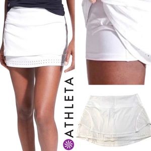 ATHLETA Stealth TruCool Skort Tennis Skirt White Athletic Golf Women’s Sz Large